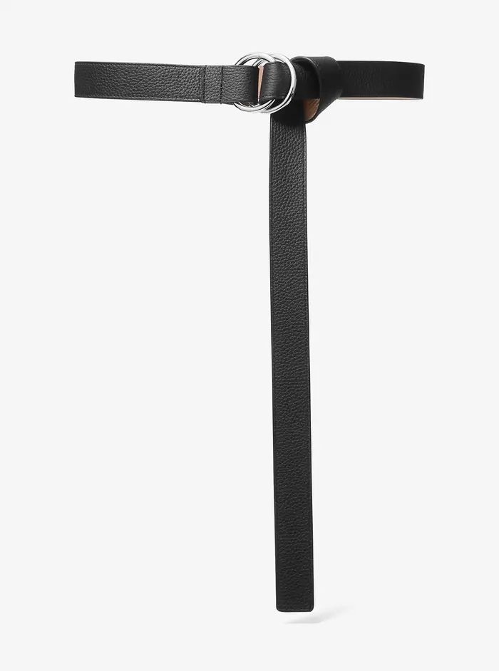 Michael Kors Mens MK Cintura in pelle martellata con doppio anello - Nero - Michael Kors