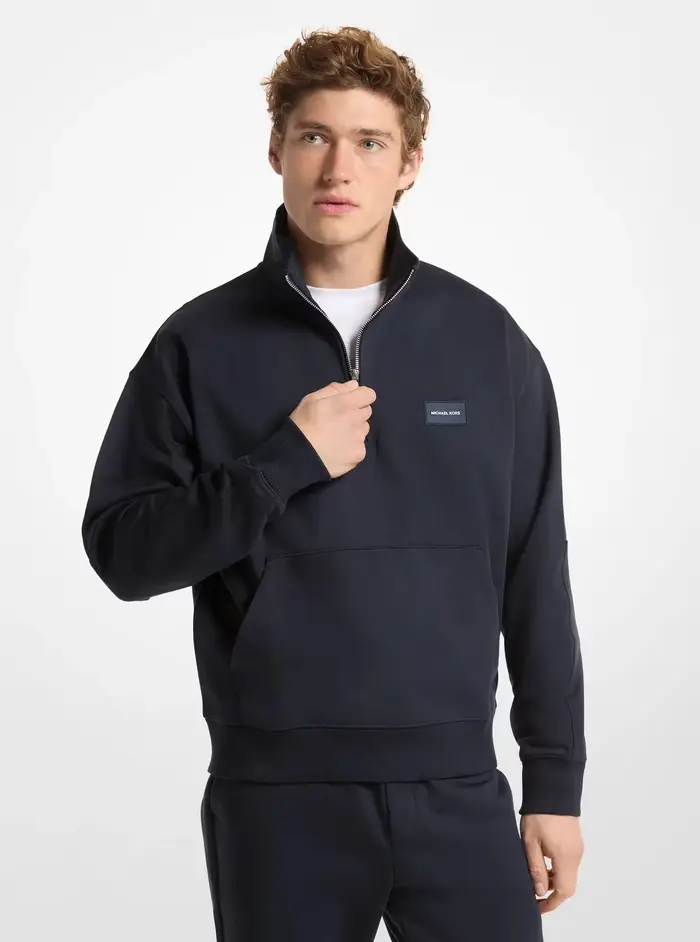 Michael Kors Mens MK Felpa in cotone con mezza zip - Blu - Michael Kors