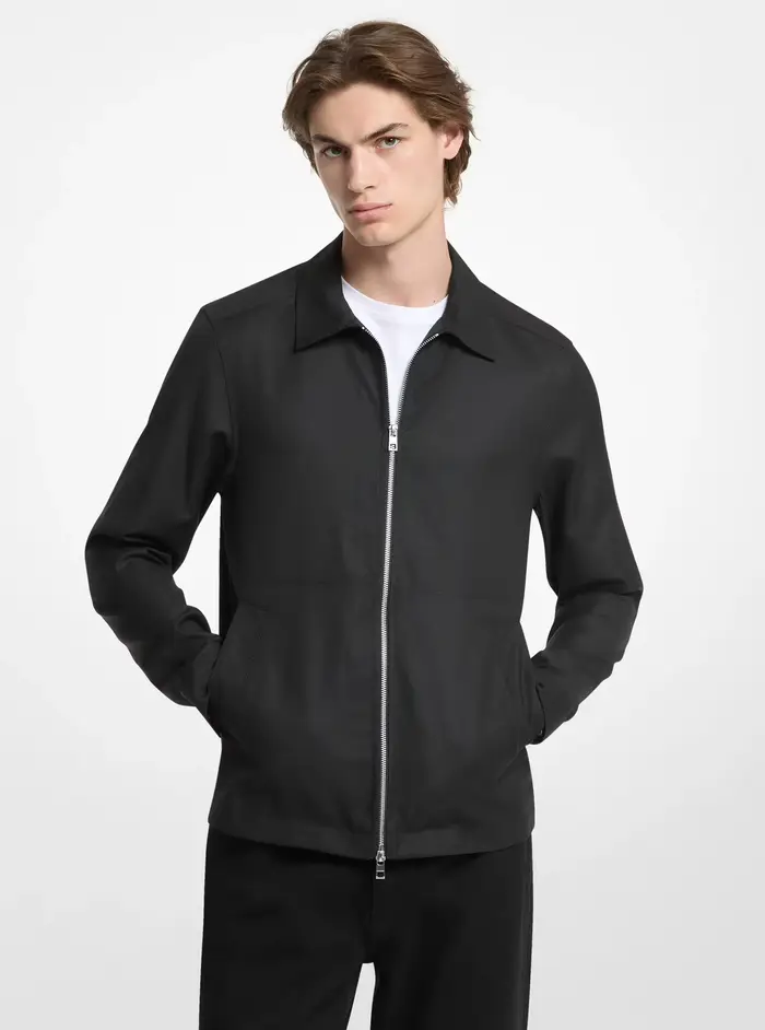 Michael Kors Mens MK Giacca a camicia tecnica con zip - Nero - Michael Kors