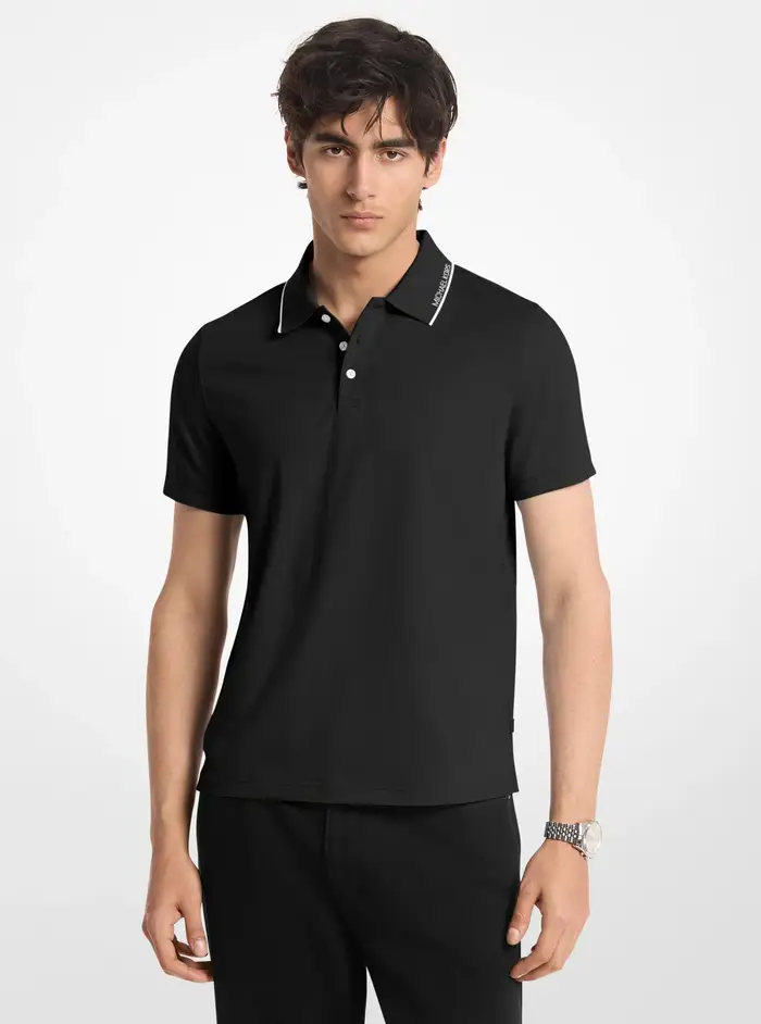 Michael Kors Mens MK Polo in jersey di cotone con logo - Verde - Michael Kors