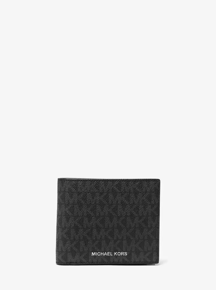 Michael Kors Mens MK Portafoglio a libro Greyson con logo e tasca per monete - Nero - Michael Kors