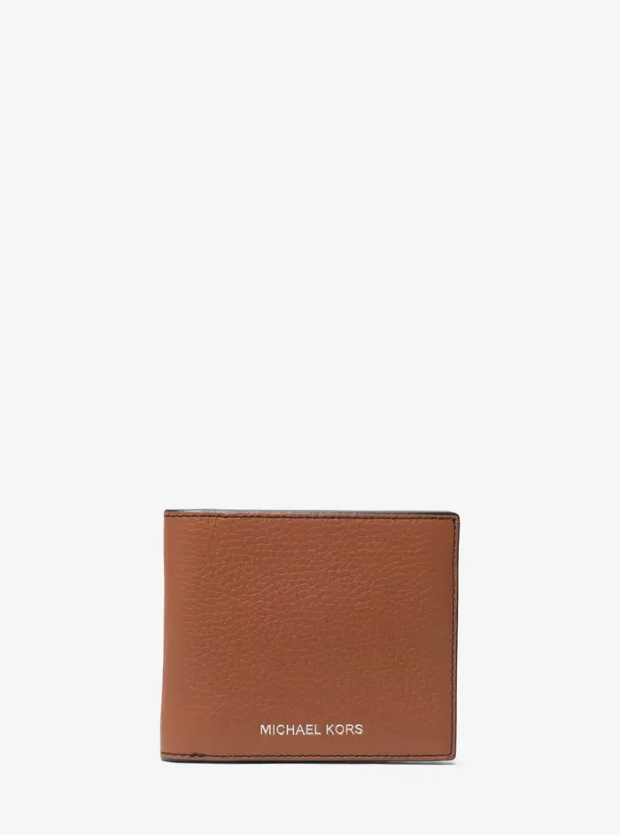 Michael Kors Mens Portafoglio a libro Hudson in pelle martellata