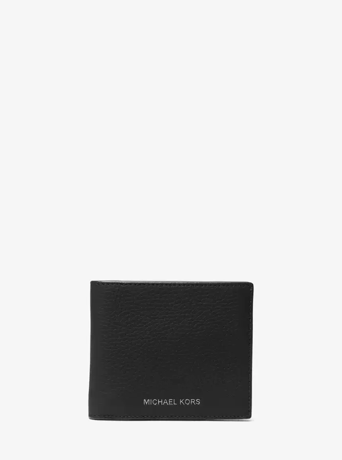 Michael Kors Mens Portafoglio a libro Hudson in pelle martellata