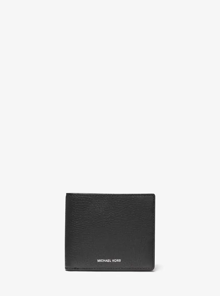 Michael Kors Mens MK Portafoglio a libro Hudson in pelle martellata - Nero - Michael Kors