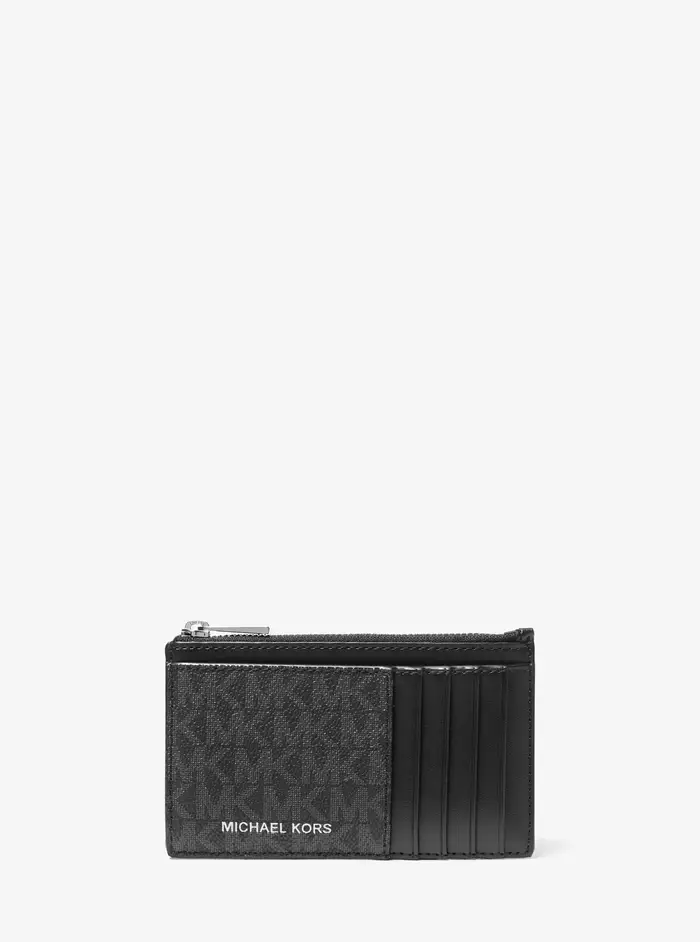 Michael Kors Mens MK Portafoglio Cooper sottile con zip e stampa logo - Nero - Michael Kors