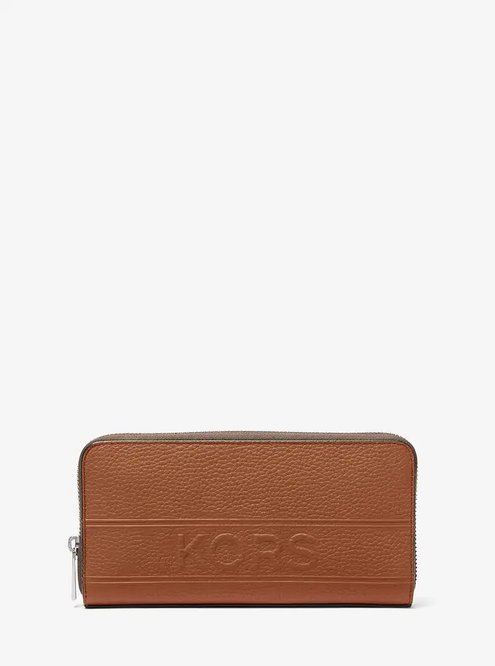 Michael Kors Mens MK Portafoglio zip-around Hudson in pelle martellata - Marrone - Michael Kors