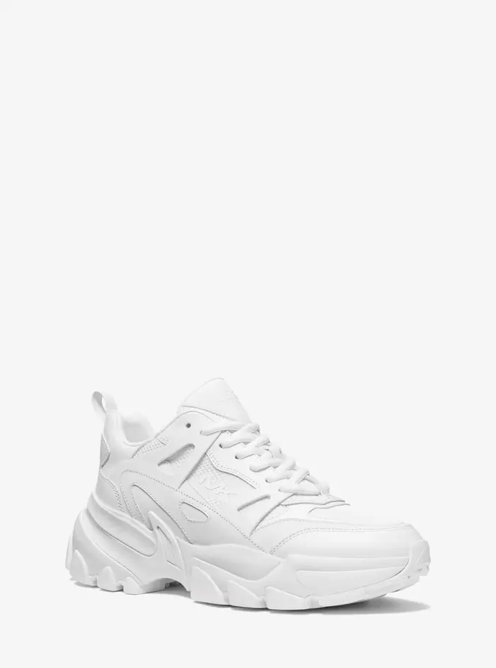 Michael Kors Mens MK Sneaker Nick in similpelle e mesh - Bianco - Michael Kors