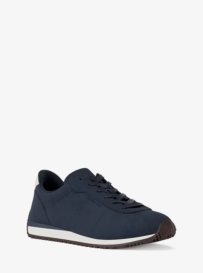 Michael Kors Mens MK Sneaker Rhodes in pelle scamosciata - Blu - Michael Kors