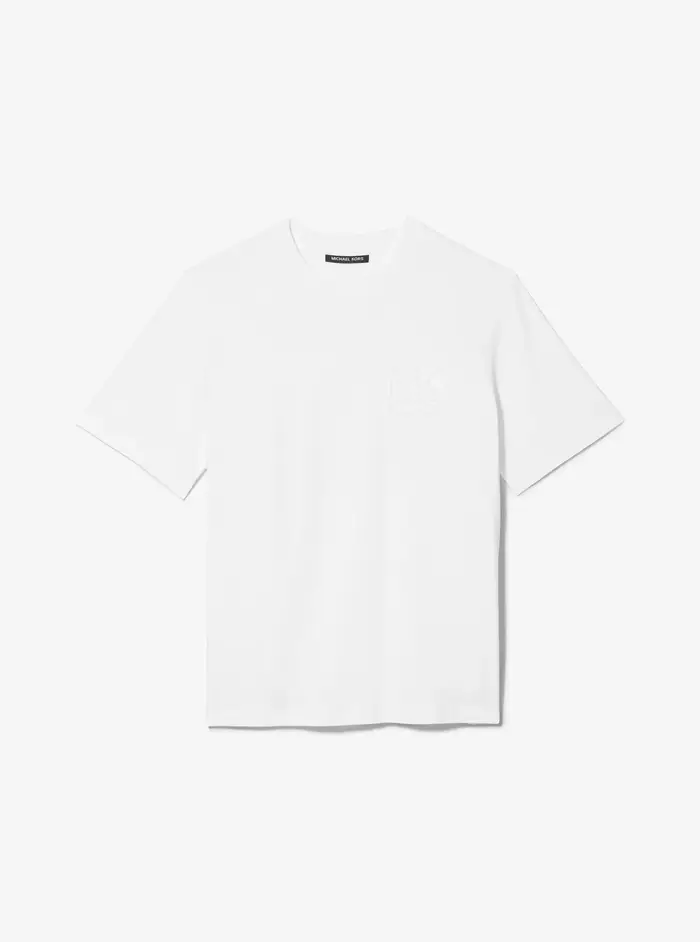 Michael Kors Mens MK T-shirt in cotone con logo - Bianco - Michael Kors