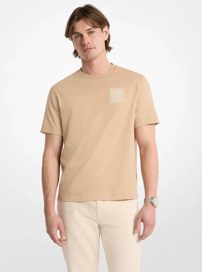 Michael Kors Mens MK T-shirt in cotone con logo effetto grafico - Naturale - Michael Kors