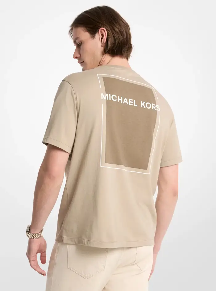 Michael Kors Mens MK T-shirt in cotone con logo effetto grafico - Verde - Michael Kors