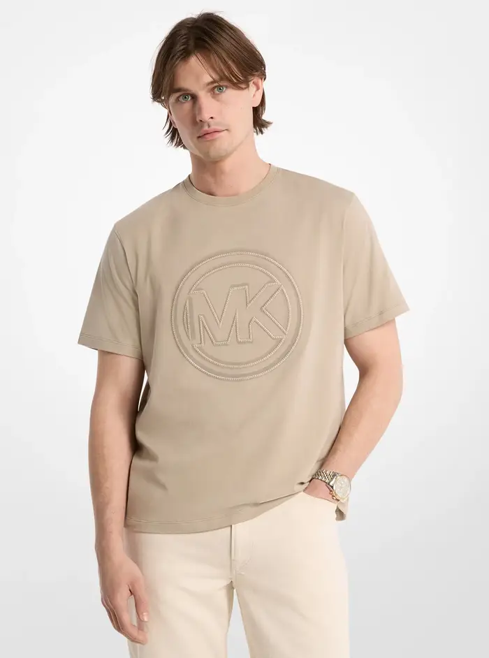 Michael Kors Mens MK T-shirt in jersey di cotone con logo - Verde - Michael Kors