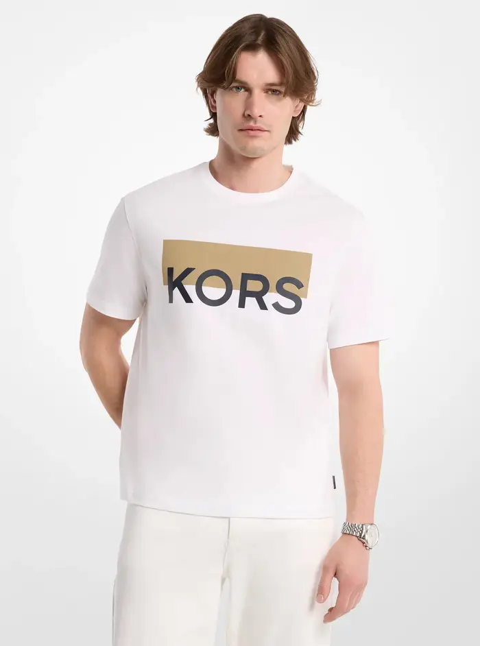Michael Kors Mens MK T-shirt Kors color block in cotone - Bianco - Michael Kors