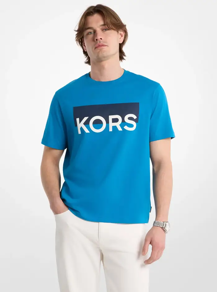 Michael Kors Mens MK T-shirt Kors color block in cotone - Blu - Michael Kors