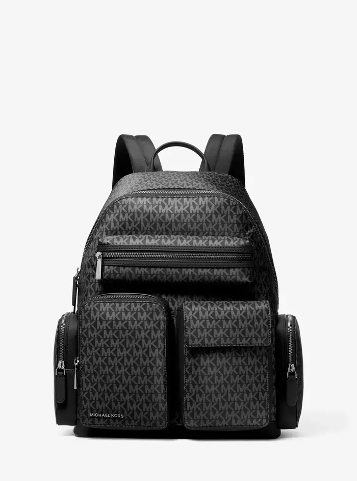 Michael Kors Mens MK Zaino cargo Brooklyn medio con stampa logo - Nero - Michael Kors