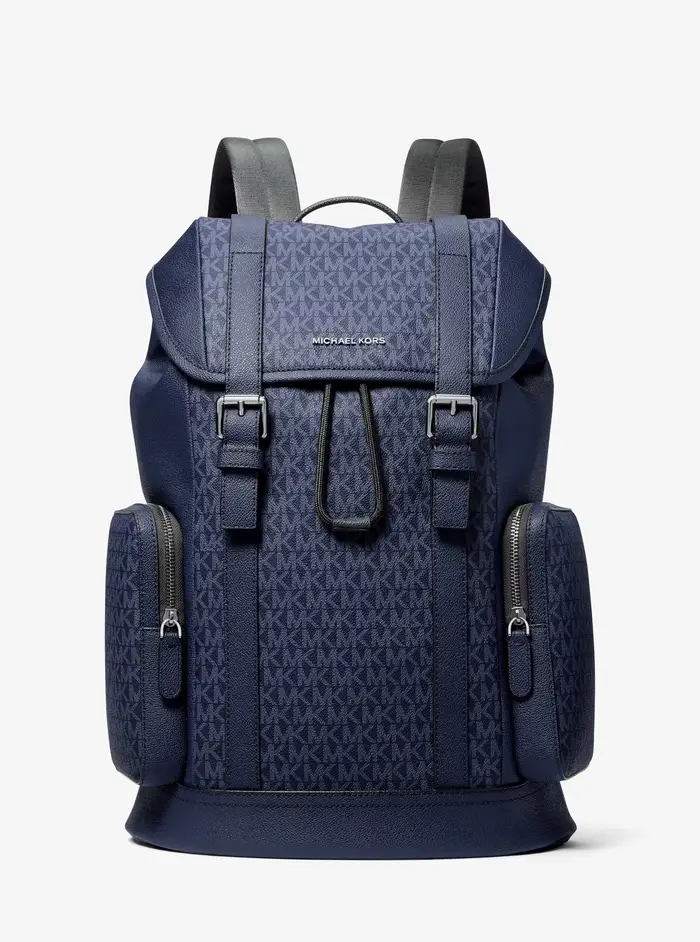 Michael Kors Mens MK Zaino Hudson con stampa logo - Blu - Michael Kors