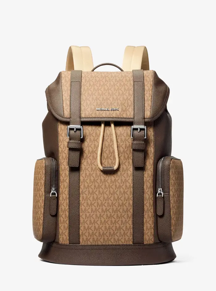 Michael Kors Mens MK Zaino Hudson con stampa logo - Naturale - Michael Kors