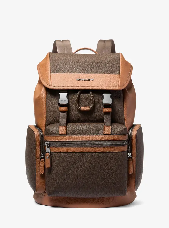 Michael Kors Mens MK Zaino Jet Set con stampa logo - Marrone - Michael Kors