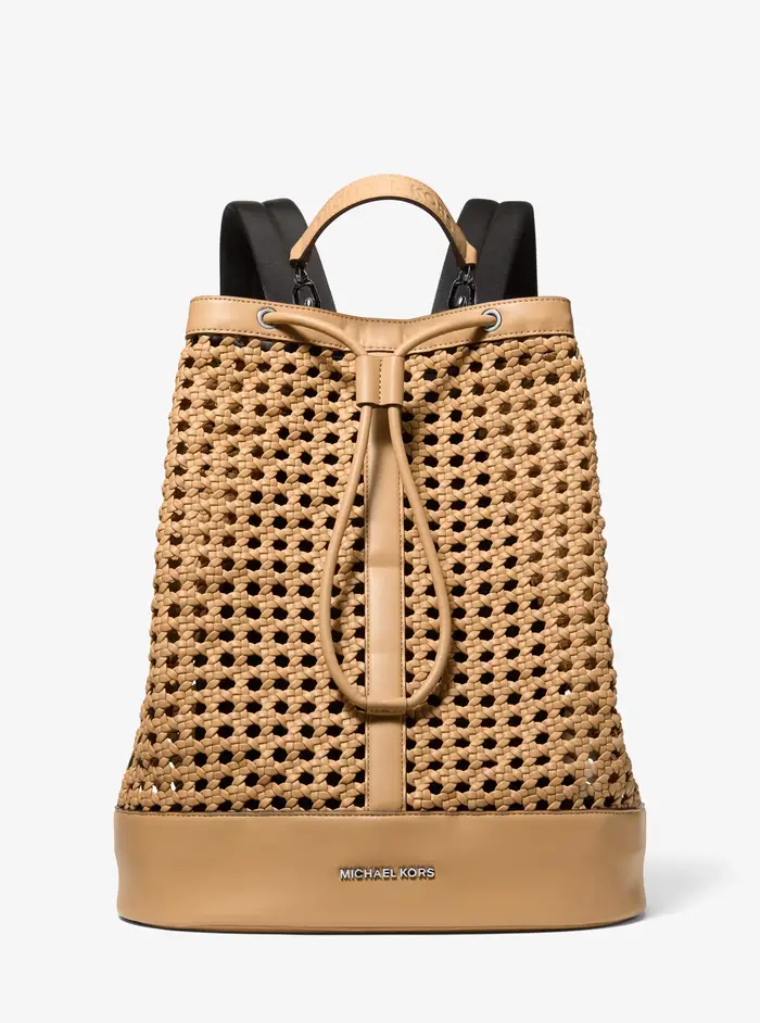 Michael Kors Mens MK Zaino Whitley medio intrecciato a mano - Marrone - Michael Kors