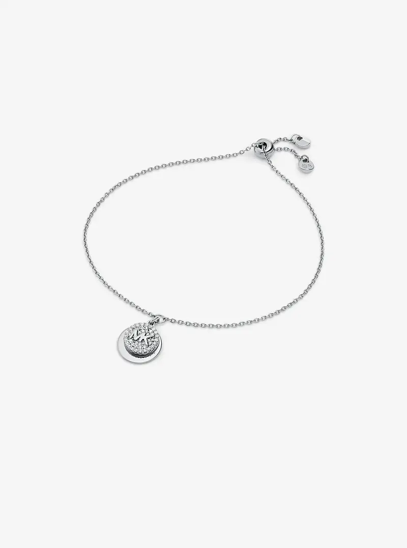 Michael Kors MK Bracciale in argento sterling placcato in metallo prezioso con pavé e logo - Argento