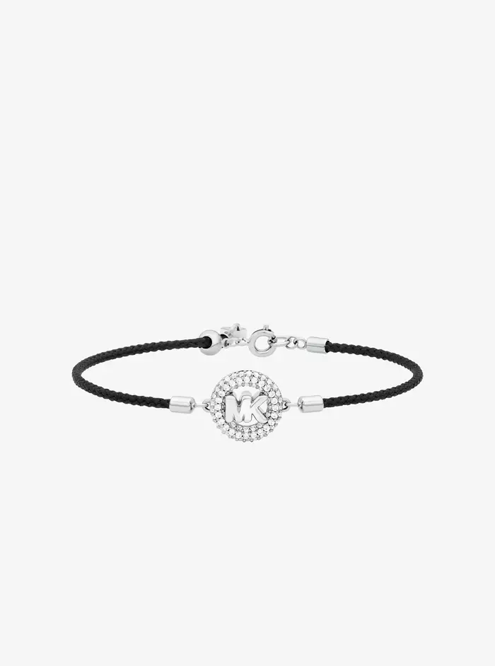 Michael Kors MK Bracciale in cordoncino con logo e pavé - Nero