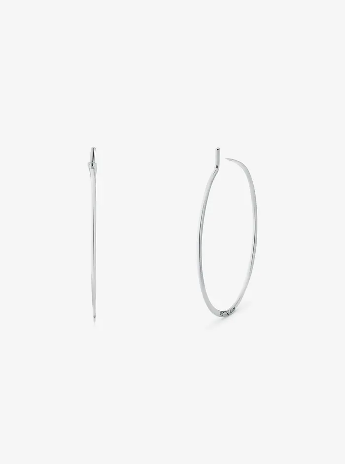 Michael Kors MK Mini orecchini a cerchio sottili in argento sterling con placcatura in metallo prezioso - Argento