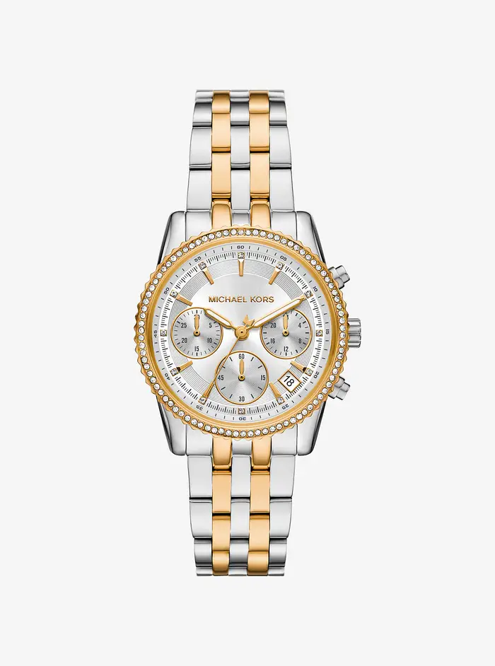 Michael Kors MK Orologio Bryant mini bicolore con pavé - Argento