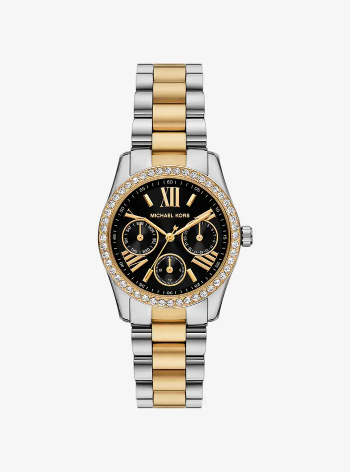 Michael Kors MK Orologio Lexington mini bicolore con pavé - Argento