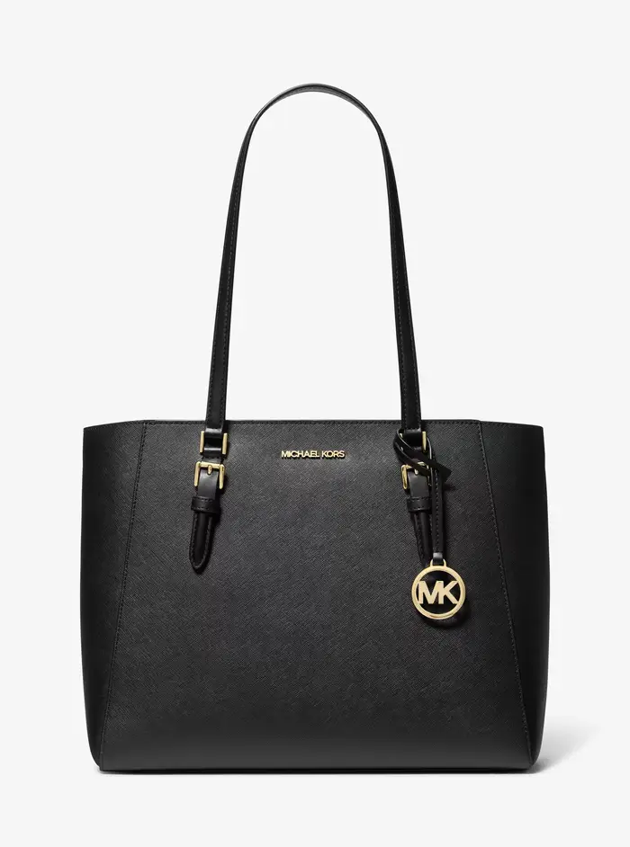 Michael Kors Outlet MK Borsa tote Charlotte grande 3 in 1 in pelle Saffiano - Nero - Michael Kors