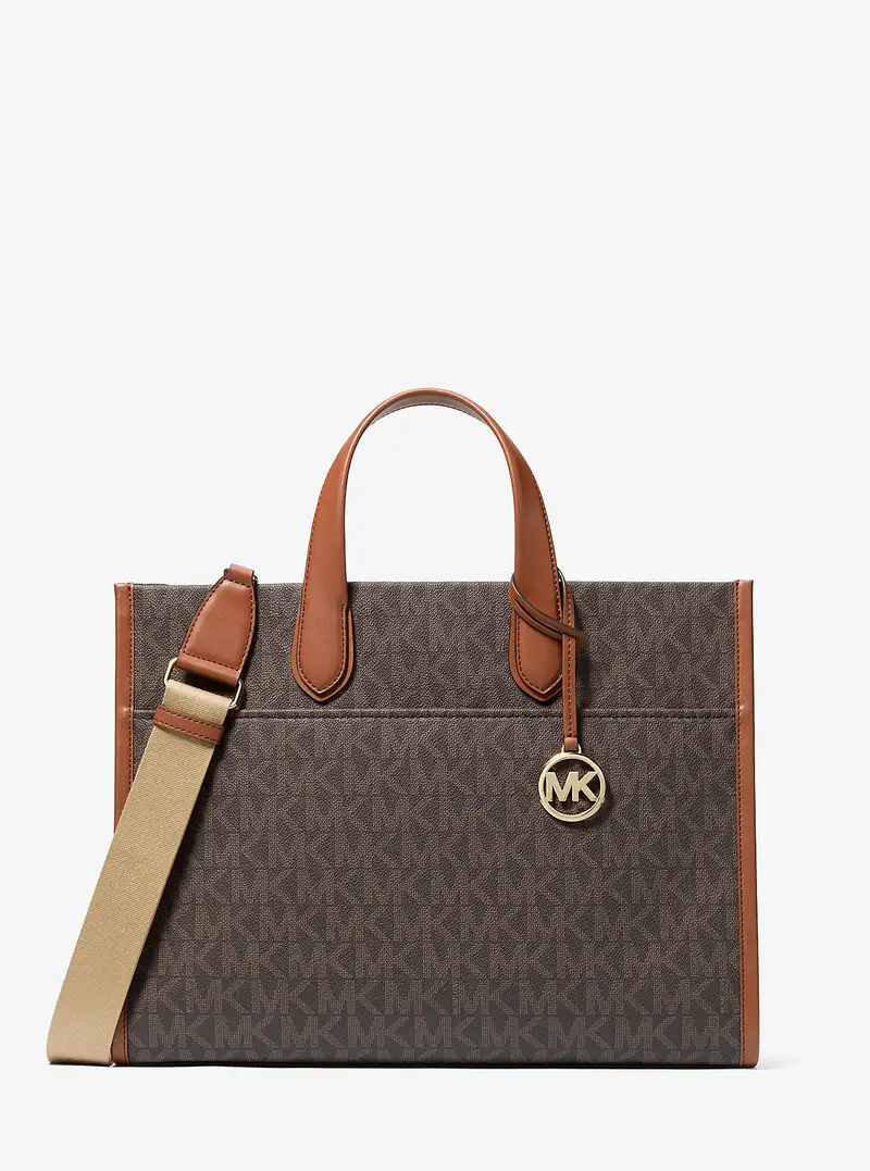 Michael Kors Outlet MK Borsa tote Gigi grande con stampa logo - Marrone - Michael Kors