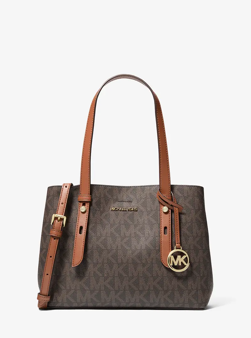 Michael Kors Outlet MK Borsa tote Mel piccola con stampa logo - Marrone - Michael Kors