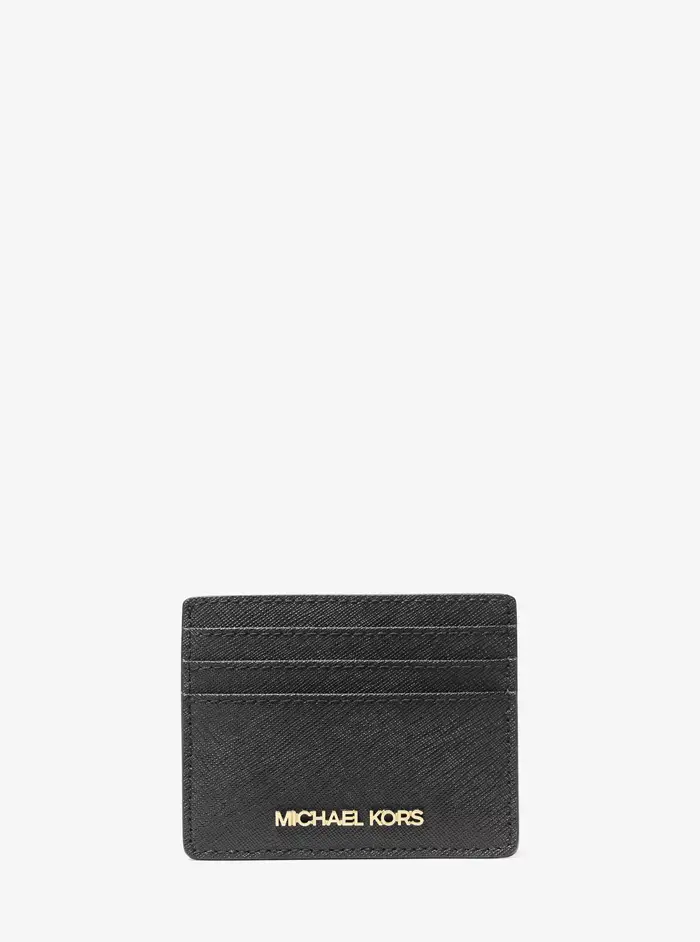Michael Kors Outlet MK Porta carte di credito Jet Set grande in pelle Saffiano - Nero - Michael Kors