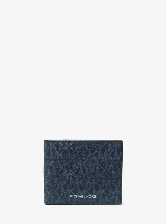 Michael Kors Outlet MK Portafoglio a libro Cooper con logo e portadocumenti - Blu - Michael Kors