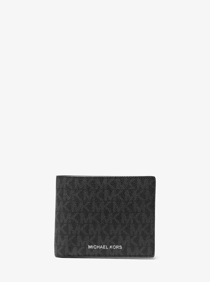 Michael Kors Outlet MK Portafoglio a libro Cooper con logo e portadocumenti - Nero - Michael Kors