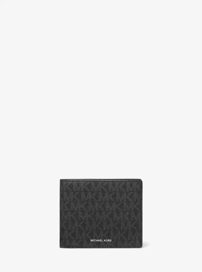 Michael Kors Outlet MK Portafoglio a libro Cooper con logo e portamonete - Nero - Michael Kors