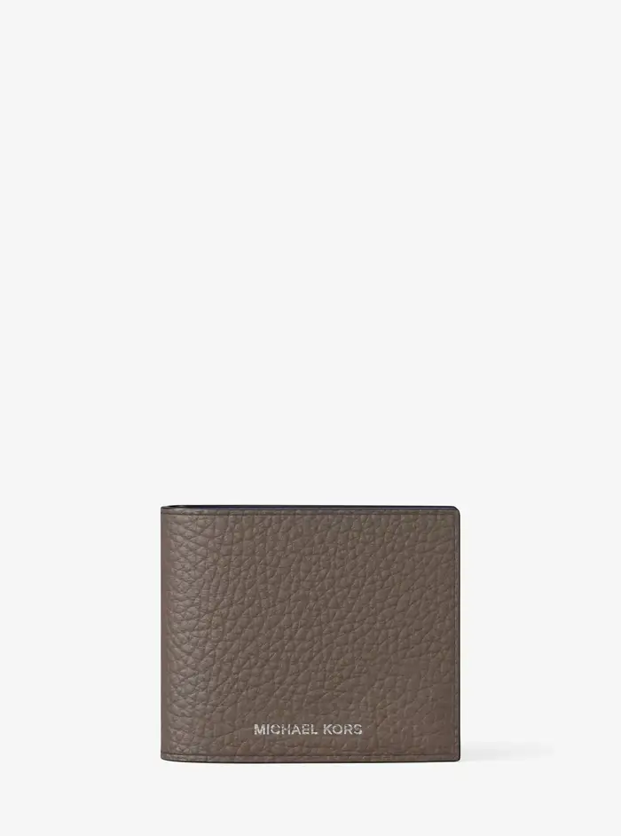 Michael Kors Outlet MK Portafoglio a libro Cooper in pelle martellata con portamonete - Grigio - Michael Kors