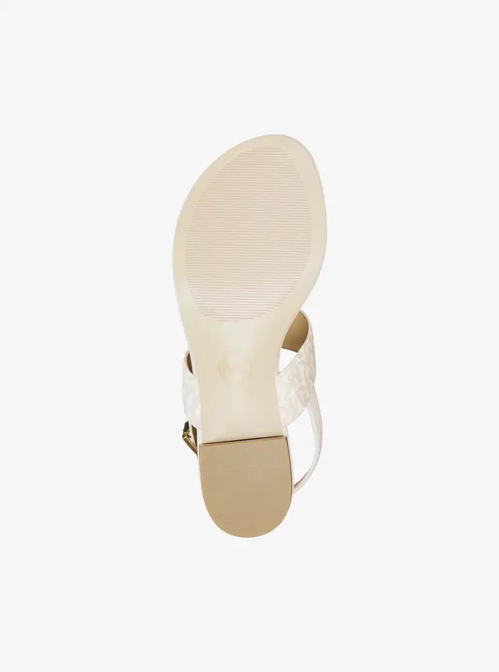 Michael Kors Outlet MK Sandalo Hannah con cinturino a T e stampa logo - Naturale - Michael Kors