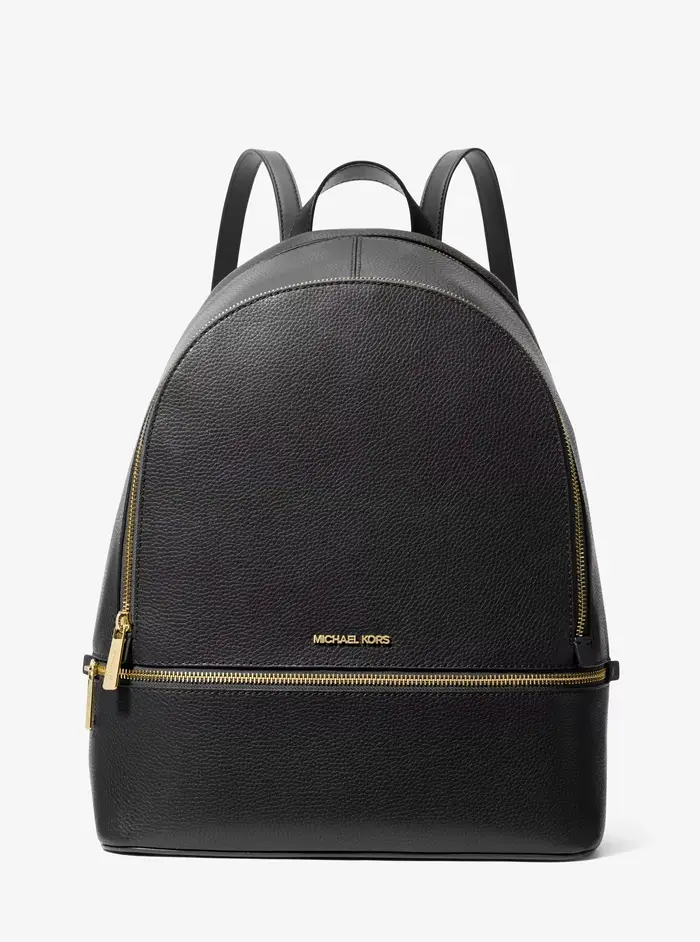 Michael Kors Outlet MK Zaino Rhea grande in pelle martellata - Nero - Michael Kors