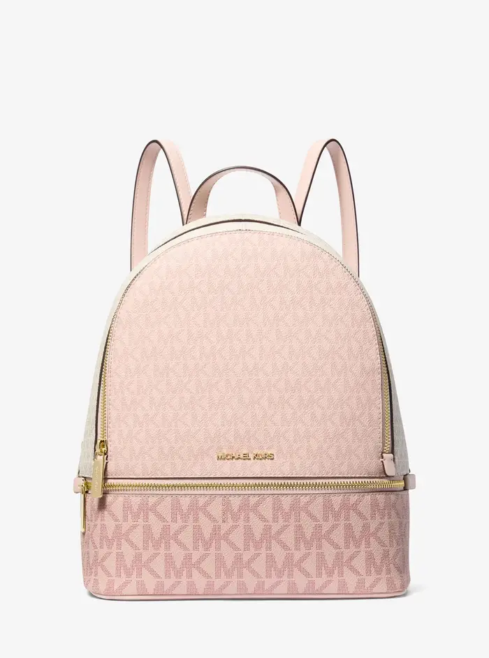 Michael Kors Outlet MK Zaino Rhea medio color block con stampa logo - Rosa - Michael Kors