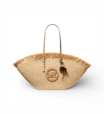 Michael Kors per donna 30S6S9FT9Y Grande borsa tote beige intrecciata a mano Isa (OSFA), Casual, Poliuretano Argento