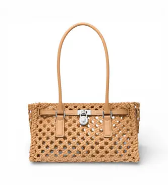 Michael Kors per donna 30S6SNXT0U Borsa piccola beige intrecciata a mano Hamilton Moderne (OSFA), Casual, Poliuretano Argento