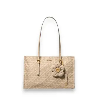 Michael Kors per donna 30T6A6ZT8C Borsa Tote media con cerniera e charm beige (OSFA), Casual, Polister riciclato