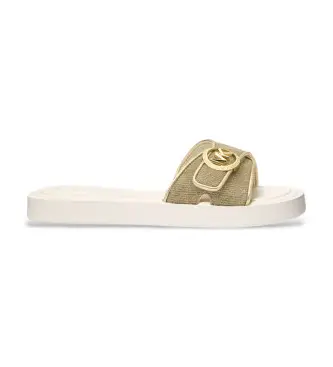 Michael Kors per donna 40R6MKFA1D Infradito con logo beige, Basso, Nessuno, Casual