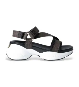 per donna 43S6BWFA1B Sandali marroni con monogramma (41), Marrone, 3 a 5cm, Velcro, Casual