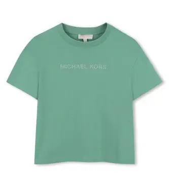 Michael Kors per ragazza R30602 Maglietta verde semplice (14años= 162cm), Casual, Cotone, Manica corta, moda per bambini