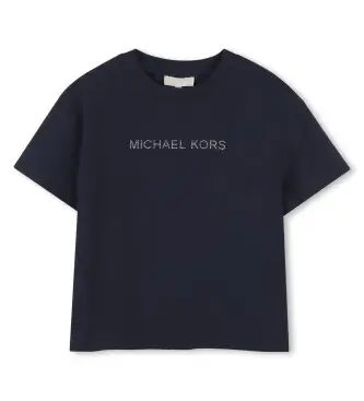 Michael Kors per ragazza R30602 Semplice t-shirt blu navy (14años= 162cm), Casual, Manica corta, Cotone biologico, moda per bambini