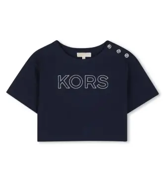 Michael Kors per ragazza R30605 T-shirt Navy Line (14años= 162cm), Casual, Cotone, Manica corta, moda per bambini
