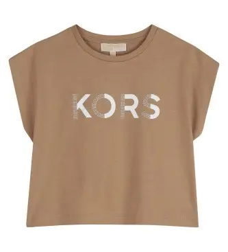 Michael Kors per ragazza R30607 T-shirt marrone con logo (14años= 162cm), Casual, Cotone, Manica corta, moda per bambini