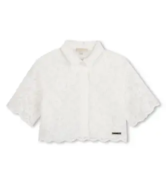 Michael Kors per ragazza R30645 Camicia in guipure bianca (14años= 162cm), Bianco, Casual, Cotone, Manica corta, moda per bambini