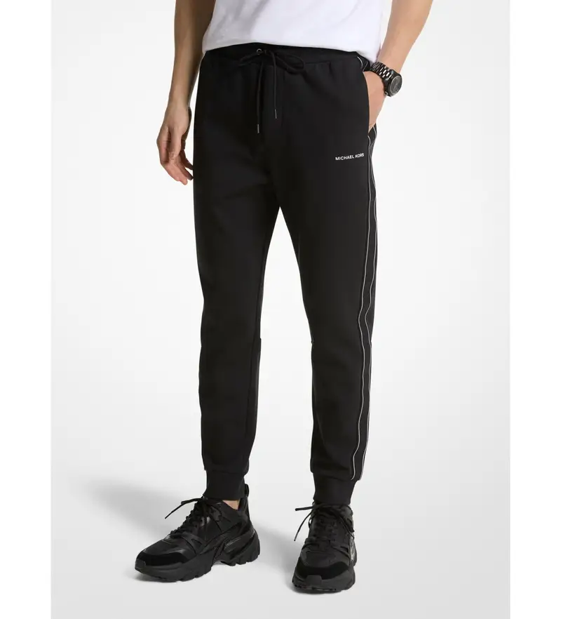 Michael Kors per uomo. CT4524J5MF Pantaloni jogger in misto cotone a righe nere, Nero, Casual